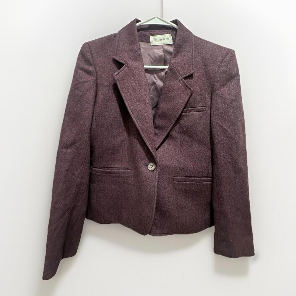 Evan-Picone Wool Blazer Plum Purple 80% Wool Union Made USA Women’s Size 4